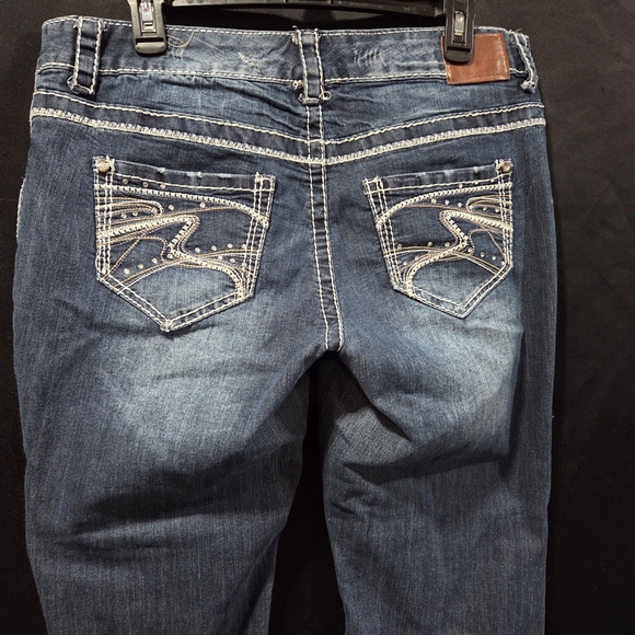 Maurices Bootcut Thick Stitch Embellished Jeans Sz 14 REG Y2K Distressed Bling - Picture 9 of 16